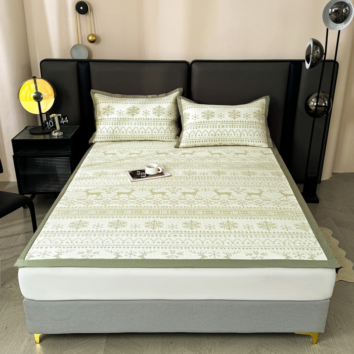 91家纺网 家纺一手货源 找家纺 凯罗 2026新款凉豆豆简约时尚风凉感豆豆凉席床席床笠-床席款 鹿漫漫-薄荷绿