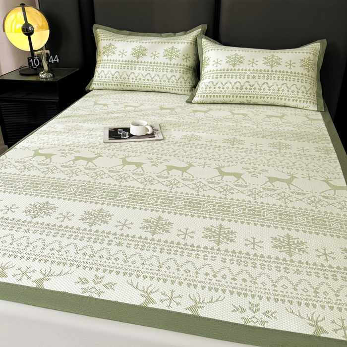 91家纺网 家纺一手货源 找家纺 凯罗 2026新款凉豆豆简约时尚风凉感豆豆凉席床席床笠-床席款 鹿漫漫-薄荷绿