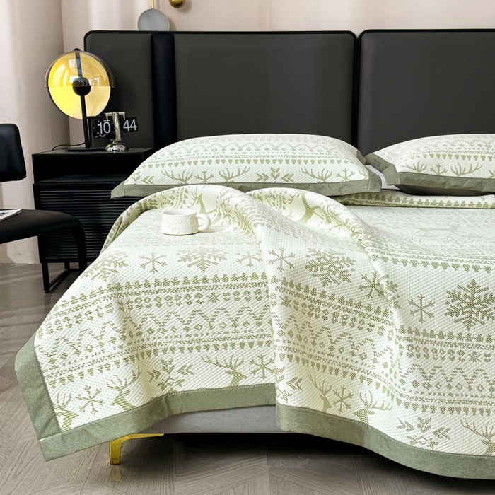 91家纺网 家纺一手货源 找家纺 凯罗 2026新款凉豆豆简约时尚风凉感豆豆凉席床席床笠-床席款 鹿漫漫-薄荷绿