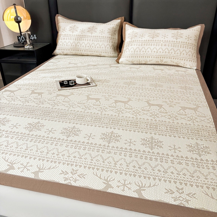 91家纺网 家纺一手货源 找家纺 凯罗 2026新款凉豆豆简约时尚风凉感豆豆凉席床席床笠-床席款 鹿漫漫-奶咖