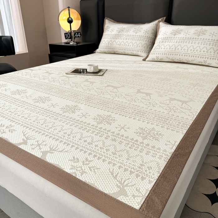 91家纺网 家纺一手货源 找家纺 凯罗 2026新款凉豆豆简约时尚风凉感豆豆凉席床席床笠-床席款 鹿漫漫-奶咖