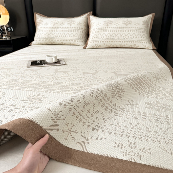 91家纺网 家纺一手货源 找家纺 凯罗 2026新款凉豆豆简约时尚风凉感豆豆凉席床席床笠-床席款 鹿漫漫-奶咖