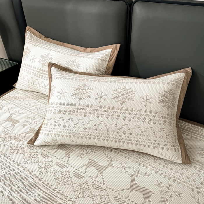 91家纺网 家纺一手货源 找家纺 凯罗 2026新款凉豆豆简约时尚风凉感豆豆凉席床席床笠-床席款 鹿漫漫-奶咖