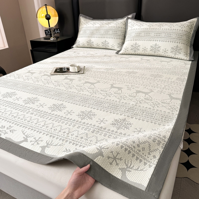 91家纺网 家纺一手货源 找家纺 凯罗 2026新款凉豆豆简约时尚风凉感豆豆凉席床席床笠-床席款 鹿漫漫-雾灰