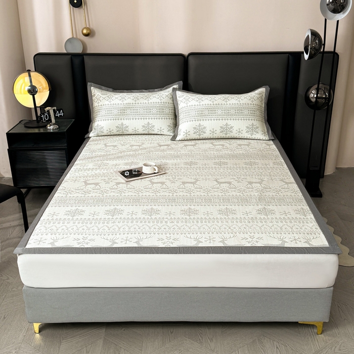 91家纺网 家纺一手货源 找家纺 凯罗 2026新款凉豆豆简约时尚风凉感豆豆凉席床席床笠-床席款 鹿漫漫-雾灰