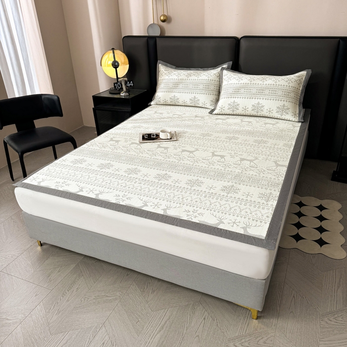 91家纺网 家纺一手货源 找家纺 凯罗 2026新款凉豆豆简约时尚风凉感豆豆凉席床席床笠-床席款 鹿漫漫-雾灰