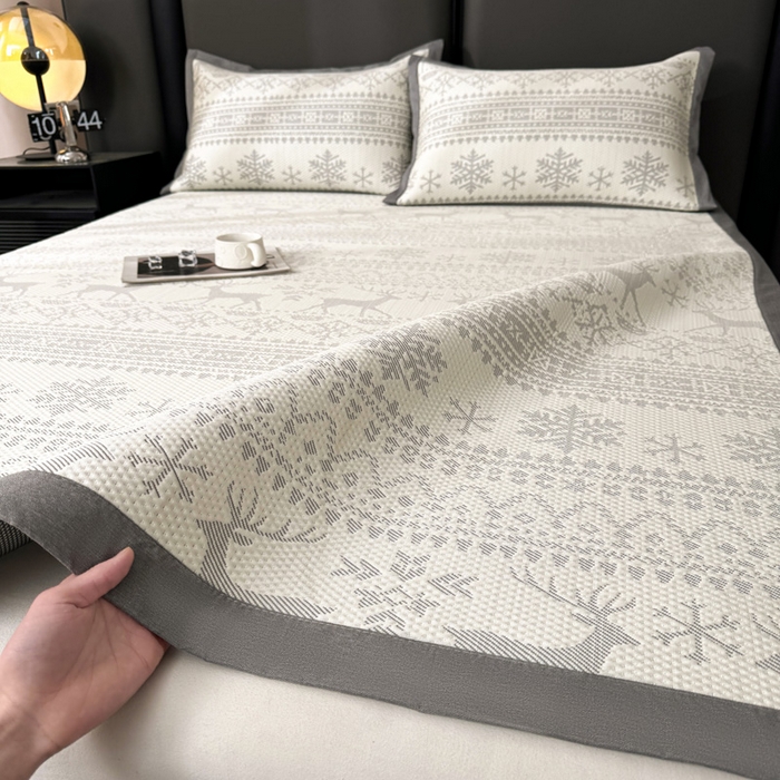 91家纺网 家纺一手货源 找家纺 凯罗 2026新款凉豆豆简约时尚风凉感豆豆凉席床席床笠-床席款 鹿漫漫-雾灰