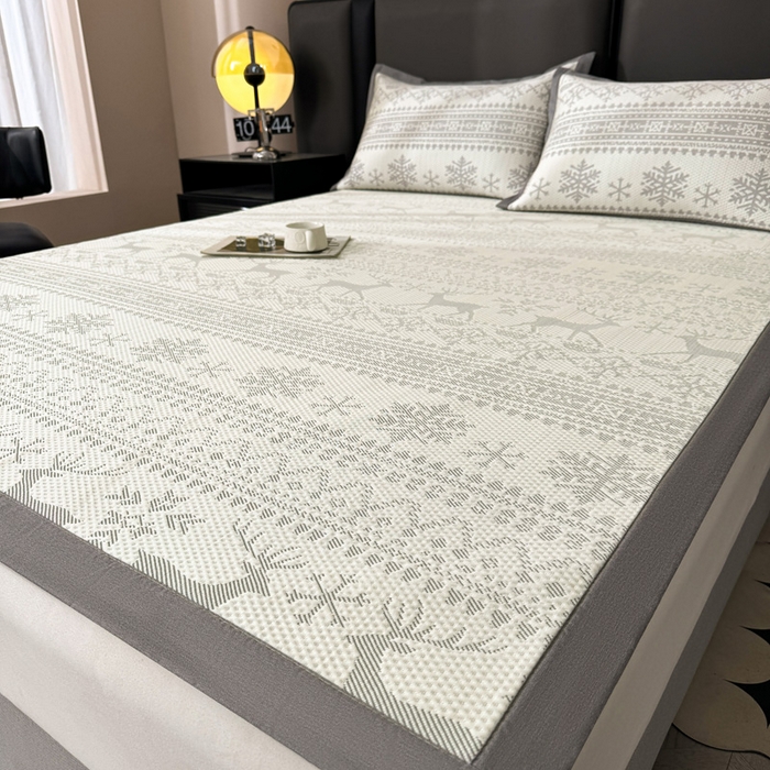 91家纺网 家纺一手货源 找家纺 凯罗 2026新款凉豆豆简约时尚风凉感豆豆凉席床席床笠-床席款 鹿漫漫-雾灰