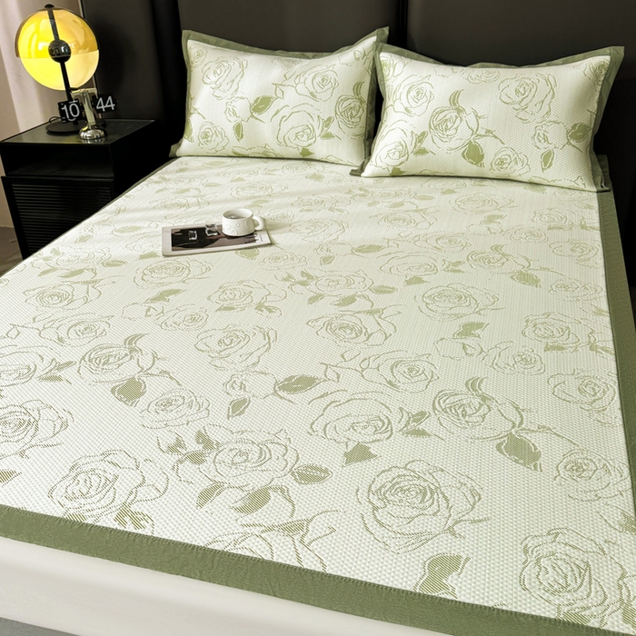 91家纺网 家纺一手货源 找家纺 凯罗 2026新款凉豆豆简约时尚风凉感豆豆凉席床席床笠-床席款 曼塔玫瑰-碧绿