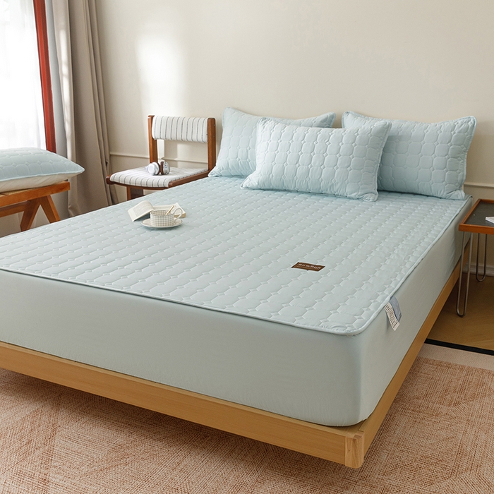 91家纺网 家纺一手货源 找家纺 （总）胜权家纺 2026新款A类雪融丝凉感夹棉床笠可调节松紧活扣凉席