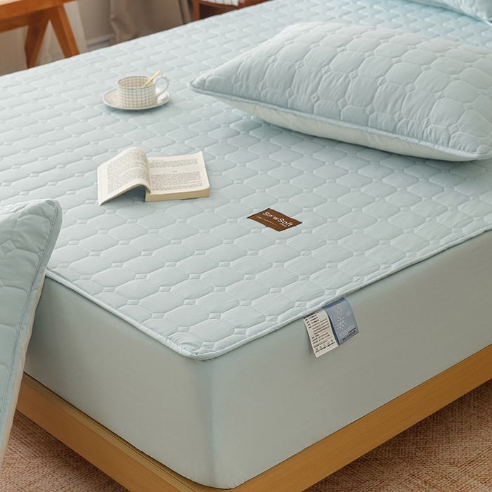 91家纺网 家纺一手货源 找家纺 （总）胜权家纺 2026新款A类雪融丝凉感夹棉床笠可调节松紧活扣凉席