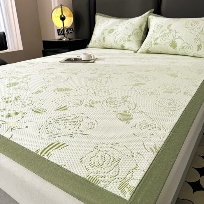 91家纺网 家纺一手货源 找家纺 凯罗 2026新款凉豆豆简约时尚风凉感豆豆凉席床席床笠-床席款 曼塔玫瑰-碧绿