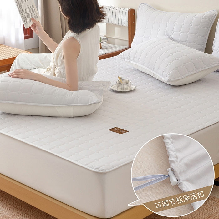 91家纺网 家纺一手货源 找家纺 （总）胜权家纺 2026新款A类雪融丝凉感夹棉床笠可调节松紧活扣凉席