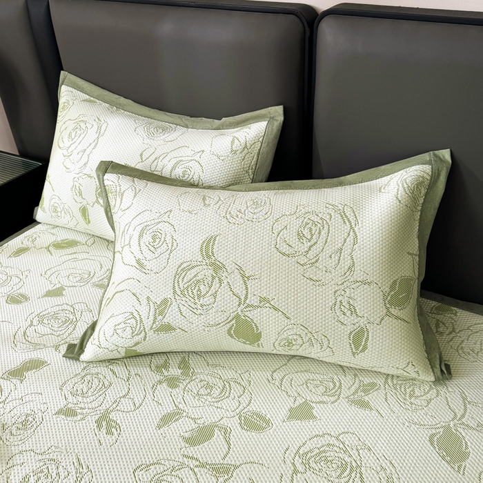 91家纺网 家纺一手货源 找家纺 凯罗 2026新款凉豆豆简约时尚风凉感豆豆凉席床席床笠-床席款 曼塔玫瑰-碧绿