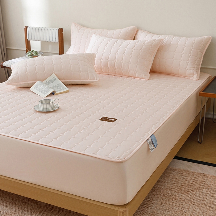 91家纺网 家纺一手货源 找家纺 胜权家纺 2026新款A类雪融丝凉感夹棉床笠可调节松紧活扣凉席 雪融丝-芳华玉