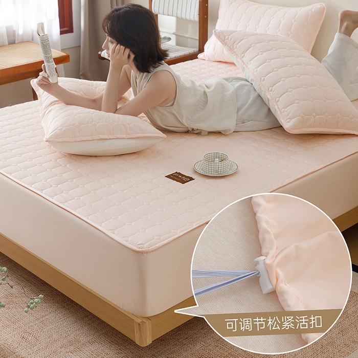 胜权家纺 2026新款A类雪融丝凉感夹棉床笠可调节松紧活扣凉席 雪融丝-芳华玉