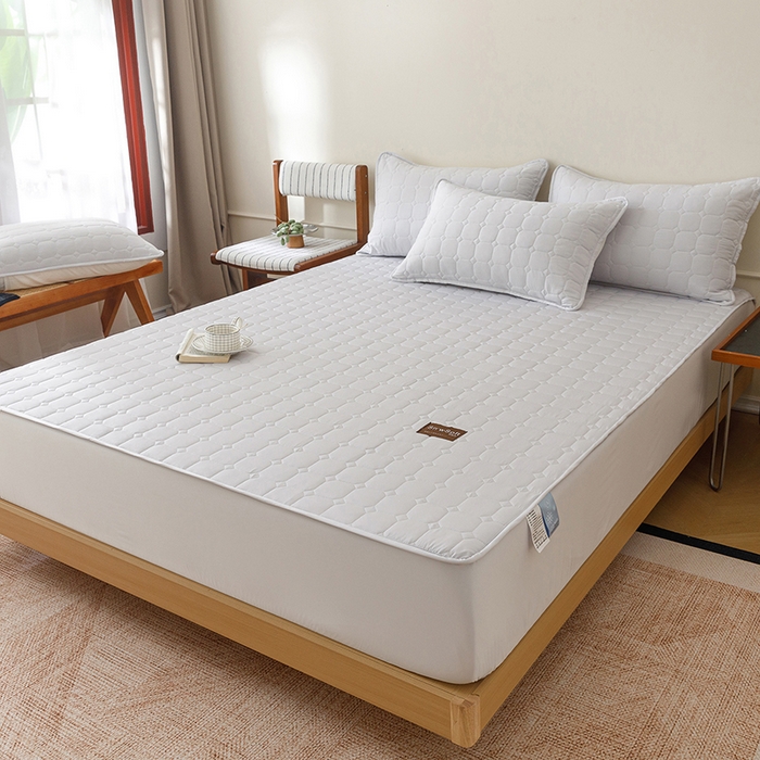 91家纺网 家纺一手货源 找家纺 胜权家纺 2026新款A类雪融丝凉感夹棉床笠可调节松紧活扣凉席 雪融丝-洛洛灰