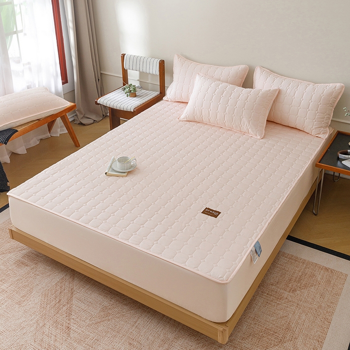 91家纺网 家纺一手货源 找家纺 胜权家纺 2026新款A类雪融丝凉感夹棉床笠可调节松紧活扣凉席 雪融丝-芳华玉