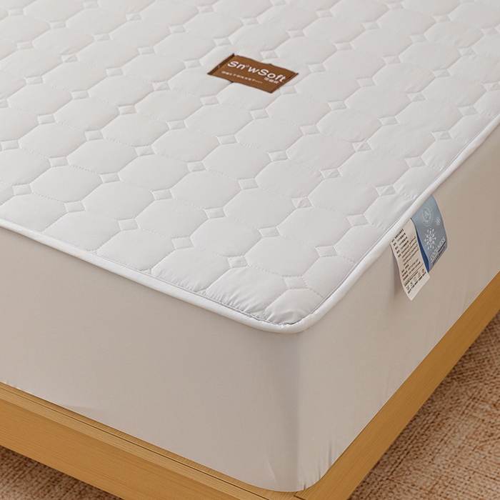 91家纺网 家纺一手货源 找家纺 胜权家纺 2026新款A类雪融丝凉感夹棉床笠可调节松紧活扣凉席 雪融丝-洛洛灰