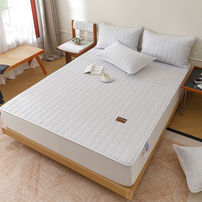 91家纺网 家纺一手货源 找家纺 胜权家纺 2026新款A类雪融丝凉感夹棉床笠可调节松紧活扣凉席 雪融丝-洛洛灰