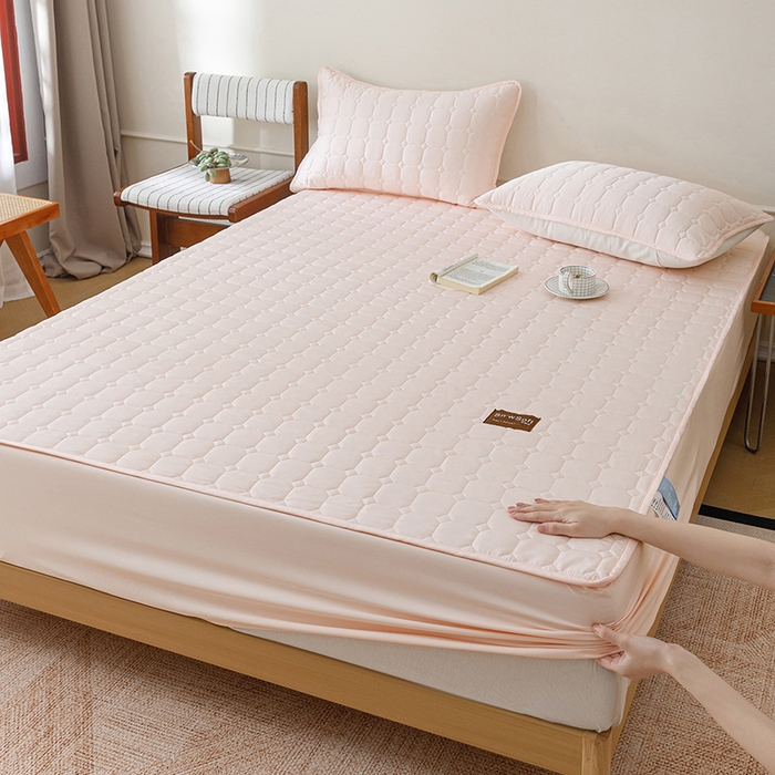 91家纺网 家纺一手货源 找家纺 胜权家纺 2026新款A类雪融丝凉感夹棉床笠可调节松紧活扣凉席 雪融丝-芳华玉