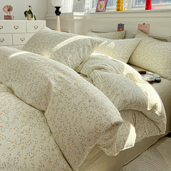 91家纺网 家纺一手货源 找家纺 亿梵家居 2026新款A类母婴级有氧纯棉印花双面全棉双层纱四件套-床拍图风晚