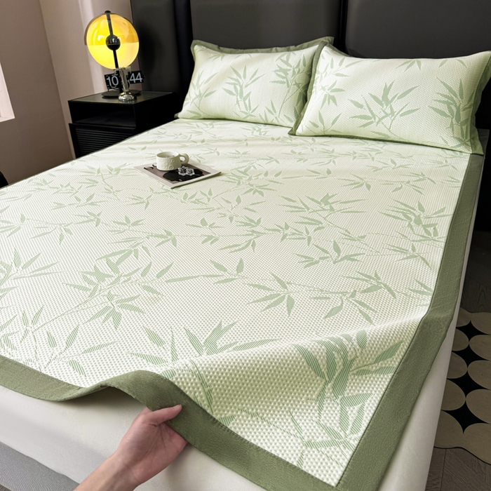 91家纺网 家纺一手货源 找家纺 凯罗 2026新款凉豆豆简约时尚风凉感豆豆凉席床席床笠-床席款 上春山-碧绿