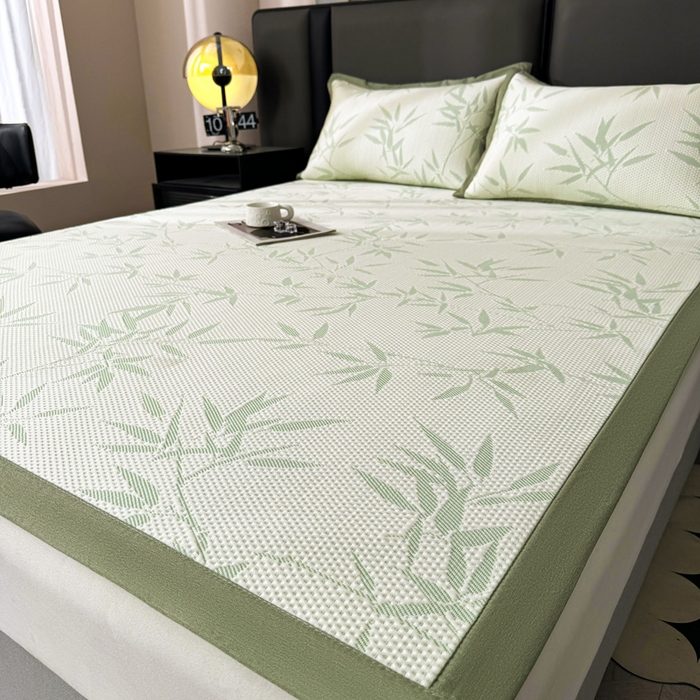 91家纺网 家纺一手货源 找家纺 凯罗 2026新款凉豆豆简约时尚风凉感豆豆凉席床席床笠-床席款 上春山-碧绿