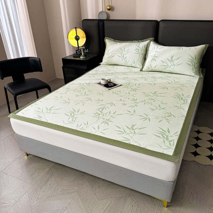 91家纺网 家纺一手货源 找家纺 凯罗 2026新款凉豆豆简约时尚风凉感豆豆凉席床席床笠-床席款 上春山-碧绿