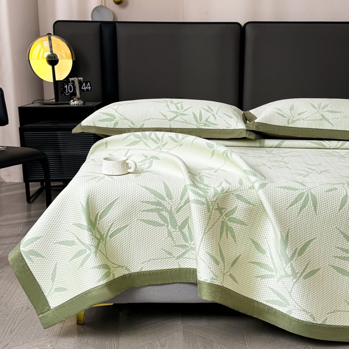 91家纺网 家纺一手货源 找家纺 凯罗 2026新款凉豆豆简约时尚风凉感豆豆凉席床席床笠-床席款 上春山-碧绿