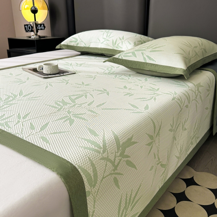 91家纺网 家纺一手货源 找家纺 凯罗 2026新款凉豆豆简约时尚风凉感豆豆凉席床席床笠-床席款 上春山-碧绿