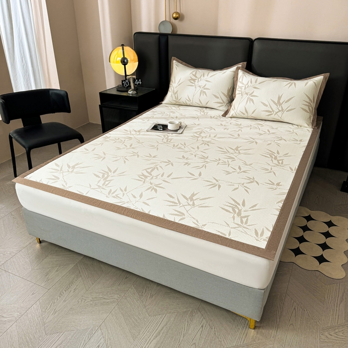 91家纺网 家纺一手货源 找家纺 凯罗 2026新款凉豆豆简约时尚风凉感豆豆凉席床席床笠-床席款 上春山-奶咖