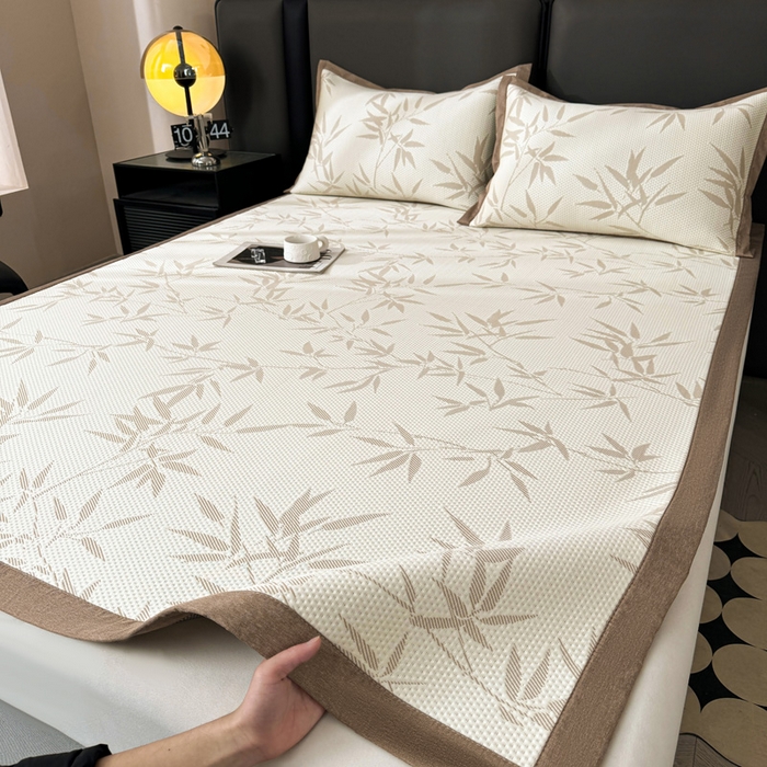 91家纺网 家纺一手货源 找家纺 凯罗 2026新款凉豆豆简约时尚风凉感豆豆凉席床席床笠-床席款 上春山-奶咖