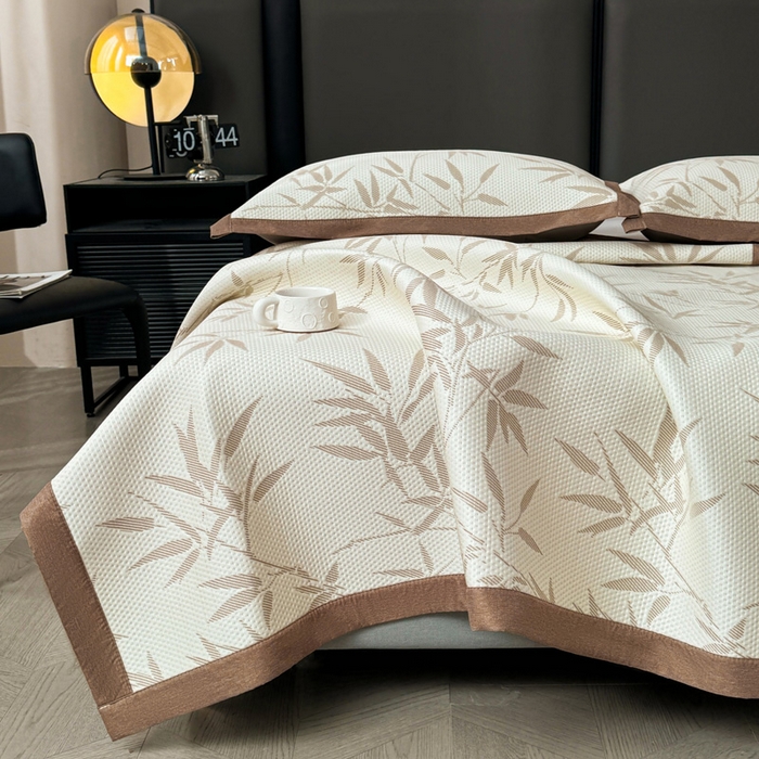 91家纺网 家纺一手货源 找家纺 凯罗 2026新款凉豆豆简约时尚风凉感豆豆凉席床席床笠-床席款 上春山-奶咖