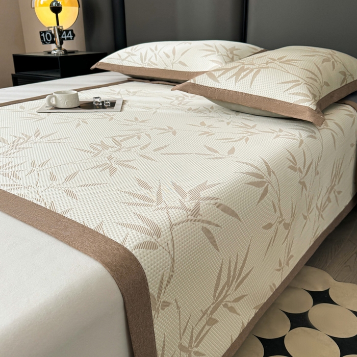 91家纺网 家纺一手货源 找家纺 凯罗 2026新款凉豆豆简约时尚风凉感豆豆凉席床席床笠-床席款 上春山-奶咖