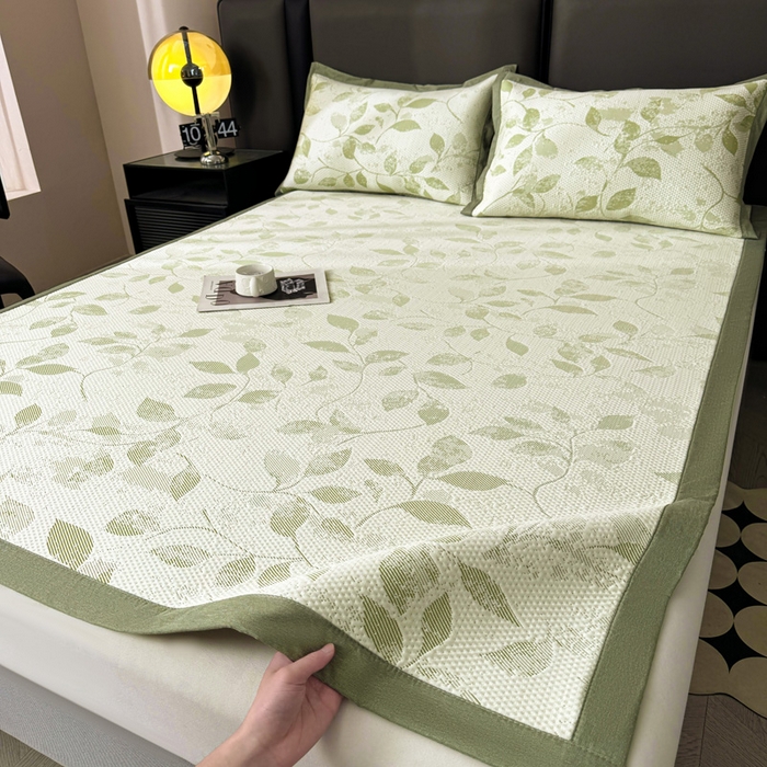 91家纺网 家纺一手货源 找家纺 凯罗 2026新款凉豆豆简约时尚风凉感豆豆凉席床席床笠-床席款 夏叶-碧绿