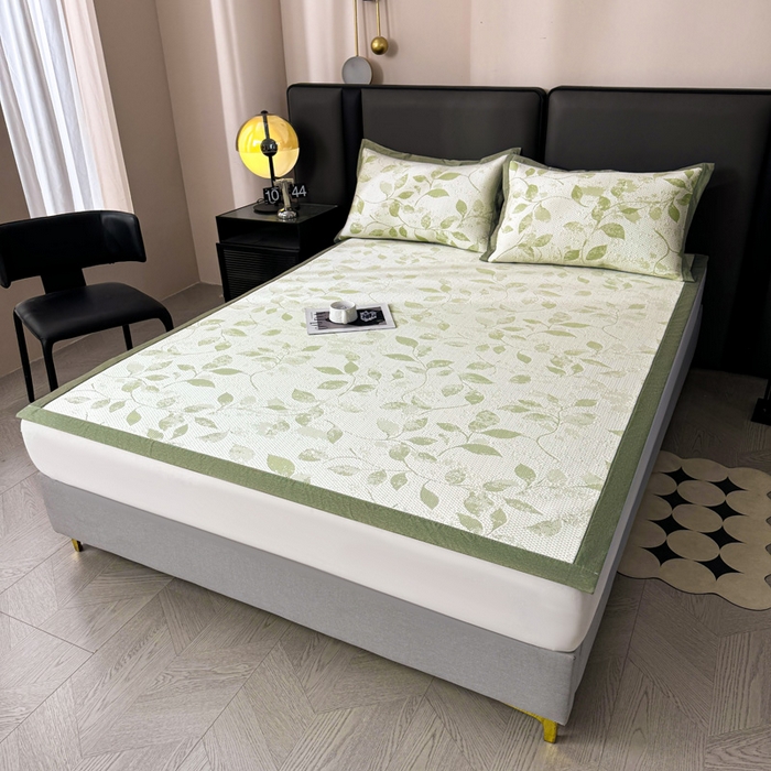 91家纺网 家纺一手货源 找家纺 凯罗 2026新款凉豆豆简约时尚风凉感豆豆凉席床席床笠-床席款 夏叶-碧绿