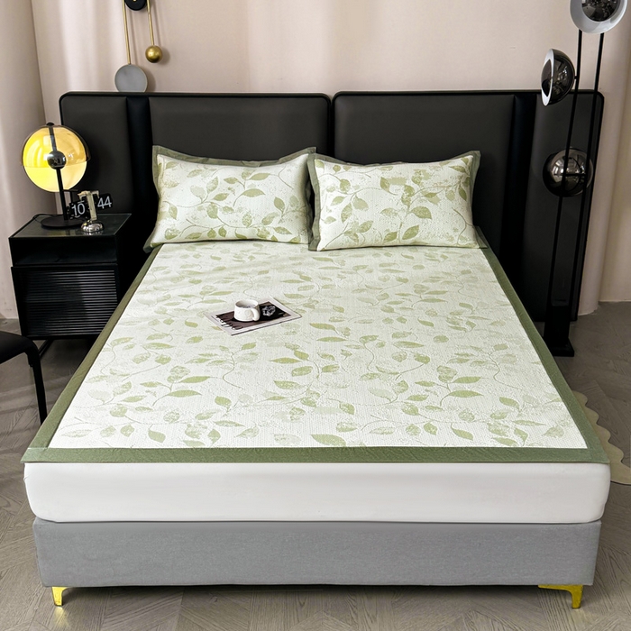 91家纺网 家纺一手货源 找家纺 凯罗 2026新款凉豆豆简约时尚风凉感豆豆凉席床席床笠-床席款 夏叶-碧绿