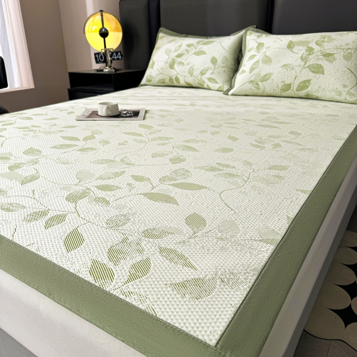 91家纺网 家纺一手货源 找家纺 凯罗 2026新款凉豆豆简约时尚风凉感豆豆凉席床席床笠-床席款 夏叶-碧绿