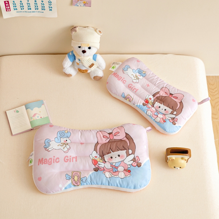 91家纺网 家纺一手货源 找家纺 鱼宝 2026新款A类全棉40S数码印花原创大版卡通豆豆枕枕头枕芯 甜梦公主