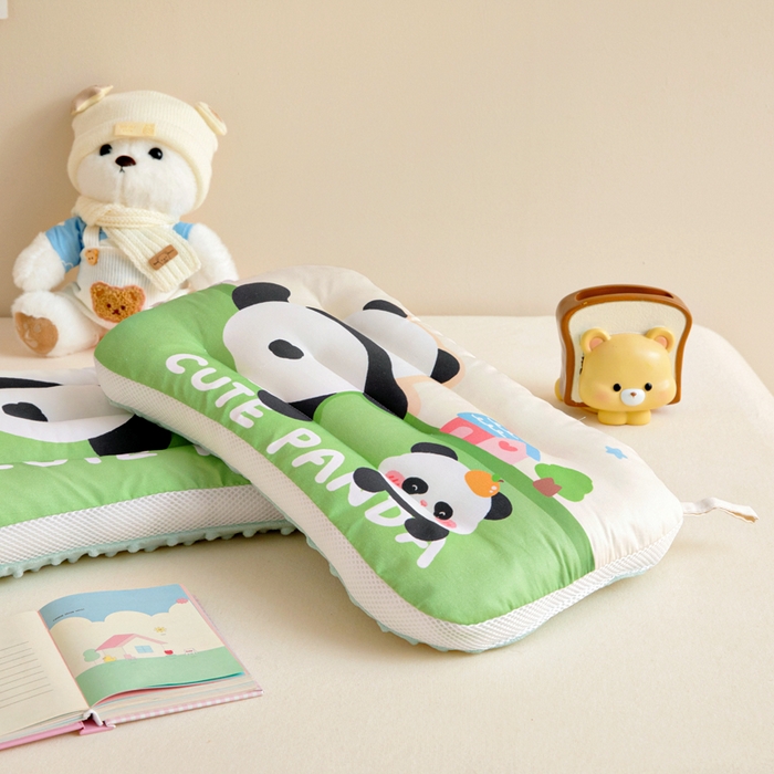 91家纺网 家纺一手货源 找家纺 鱼宝 2026新款A类全棉40S数码印花原创大版卡通豆豆枕枕头枕芯 熊猫