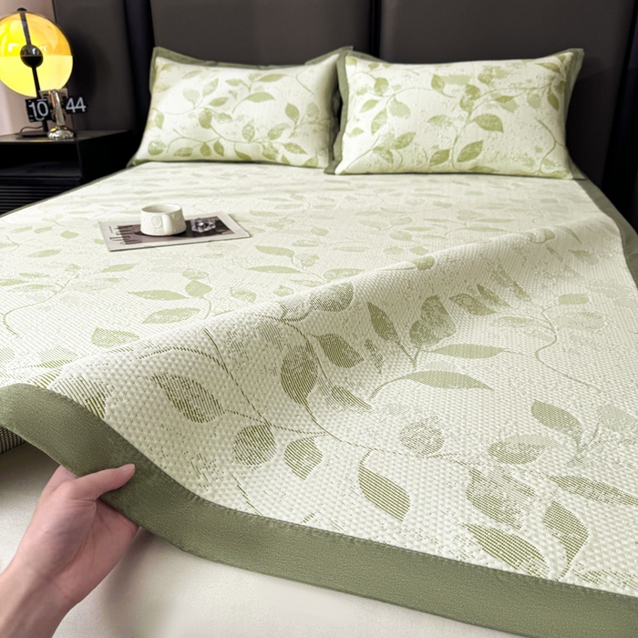 91家纺网 家纺一手货源 找家纺 凯罗 2026新款凉豆豆简约时尚风凉感豆豆凉席床席床笠-床席款 夏叶-碧绿