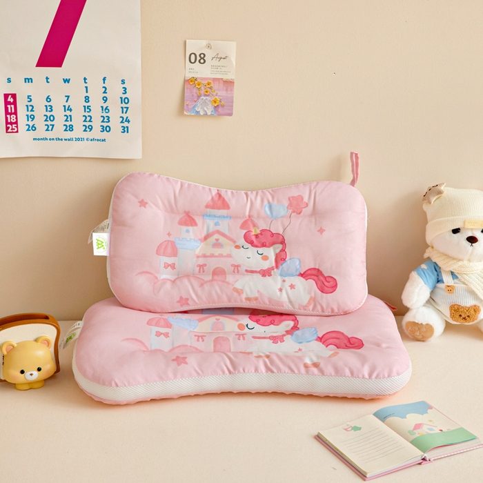 91家纺网 家纺一手货源 找家纺 鱼宝 2026新款A类全棉40S数码印花原创大版卡通豆豆枕枕头枕芯 小马城堡