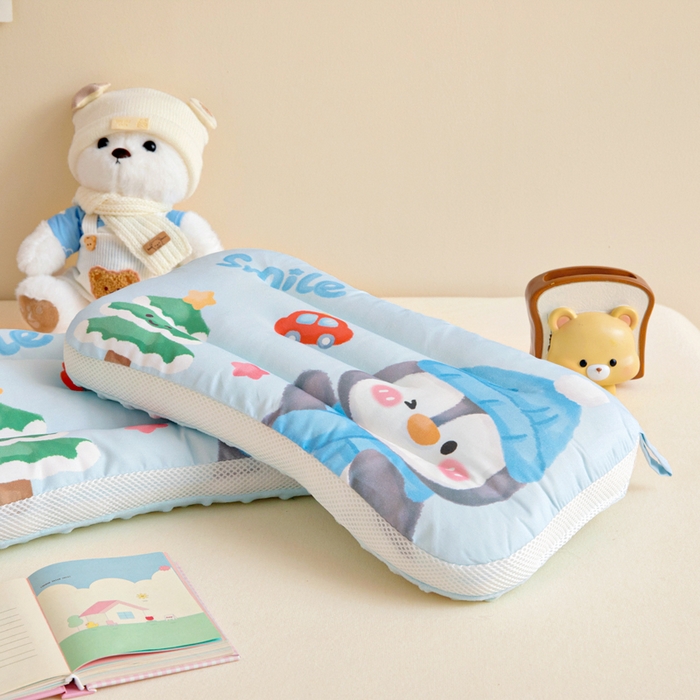 91家纺网 家纺一手货源 找家纺 鱼宝 2026新款A类全棉40S数码印花原创大版卡通豆豆枕枕头枕芯 企鹅