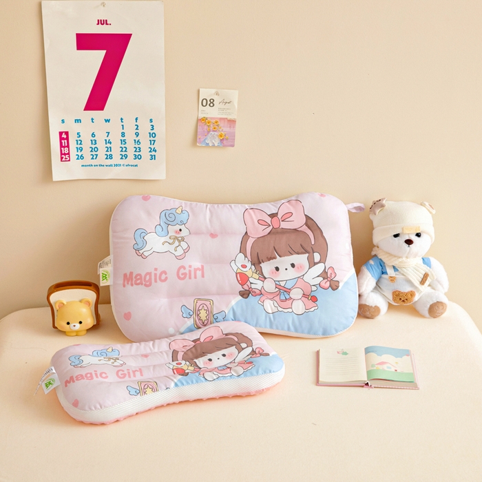 91家纺网 家纺一手货源 找家纺 鱼宝 2026新款A类全棉40S数码印花原创大版卡通豆豆枕枕头枕芯 甜梦公主