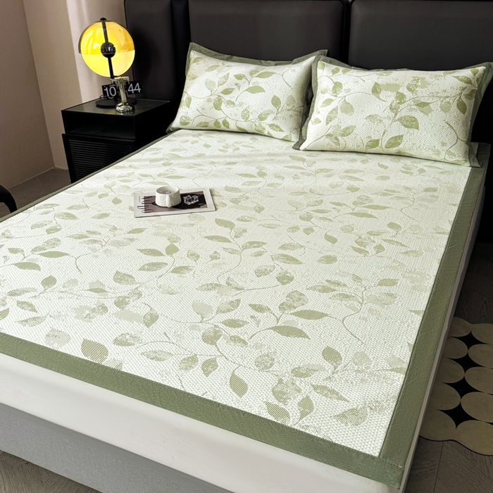 91家纺网 家纺一手货源 找家纺 凯罗 2026新款凉豆豆简约时尚风凉感豆豆凉席床席床笠-床席款 夏叶-碧绿