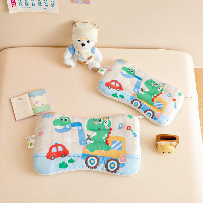 91家纺网 家纺一手货源 找家纺 鱼宝 2026新款A类全棉40S数码印花原创大版卡通豆豆枕枕头枕芯 恐龙小车