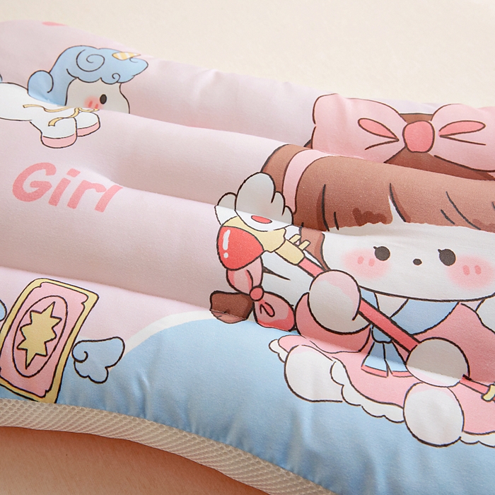 91家纺网 家纺一手货源 找家纺 鱼宝 2026新款A类全棉40S数码印花原创大版卡通豆豆枕枕头枕芯 甜梦公主