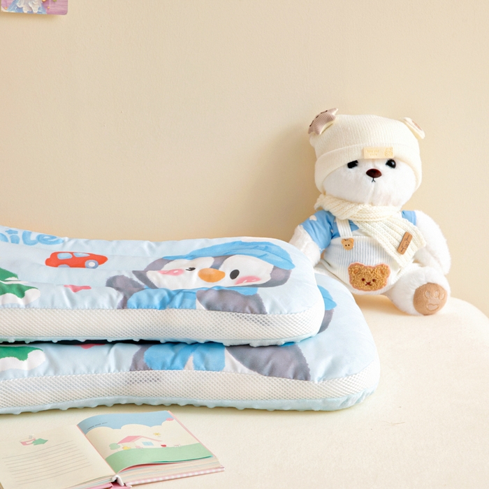 91家纺网 家纺一手货源 找家纺 鱼宝 2026新款A类全棉40S数码印花原创大版卡通豆豆枕枕头枕芯 企鹅