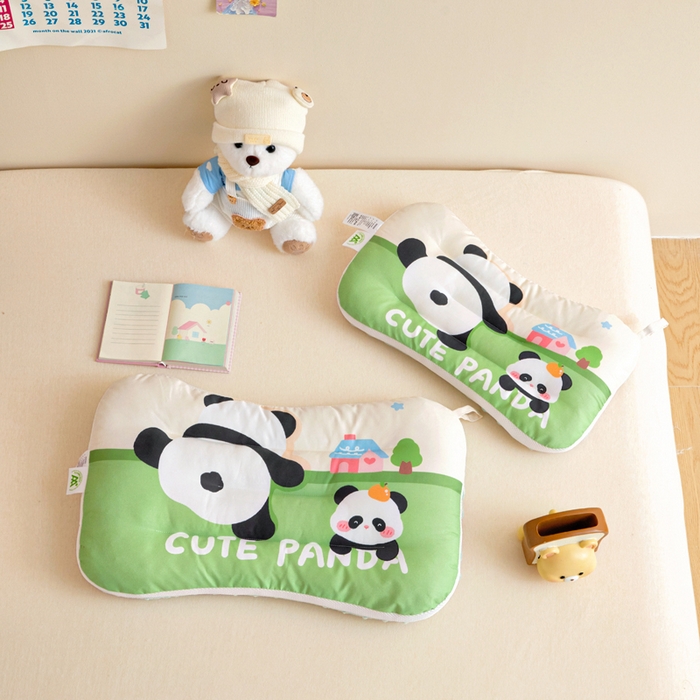 91家纺网 家纺一手货源 找家纺 鱼宝 2026新款A类全棉40S数码印花原创大版卡通豆豆枕枕头枕芯 熊猫